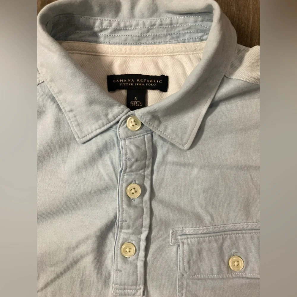 Banana Republic Men’s Light Blue Small Fitted‎ Pima Polo Shirt